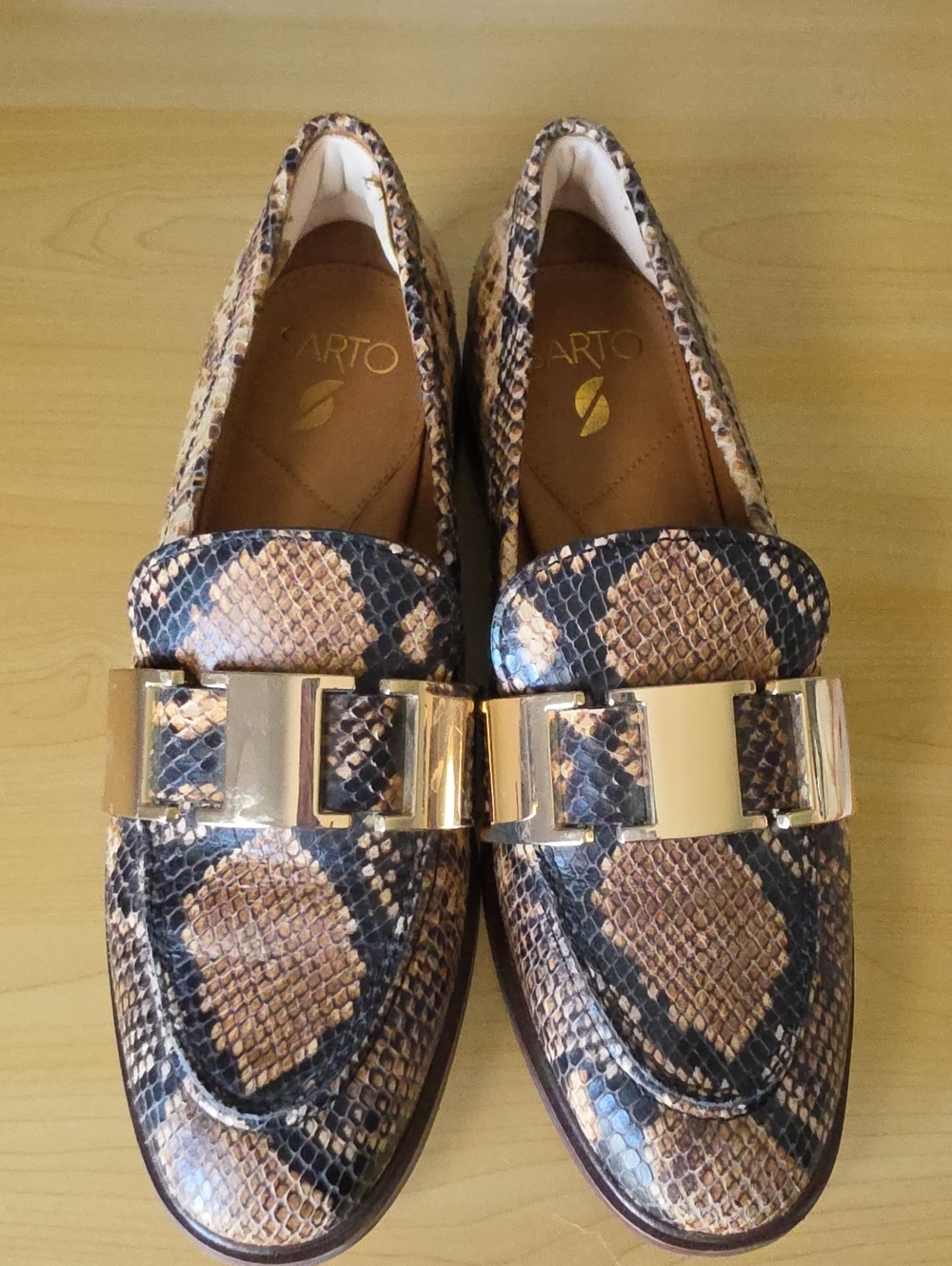 SARTO By Franco Sarto Snake-Print Loafers with Gold Accent
